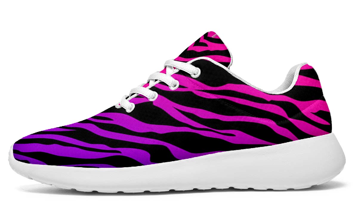 Pink / Purple Zebra Print Pattern Sneakers - White Soles