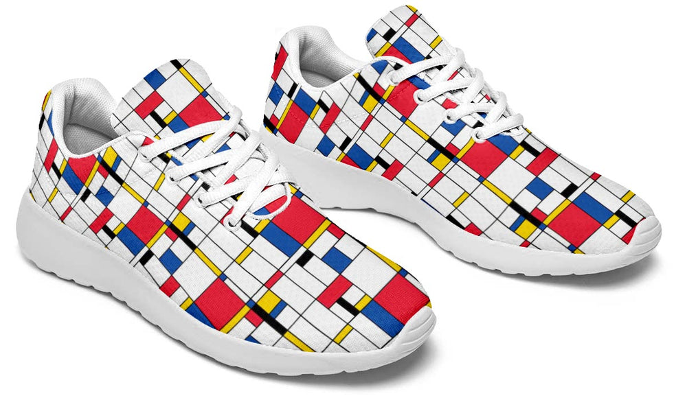 Mondrian Style Sneakers: Geometric Pattern Sport Shoes