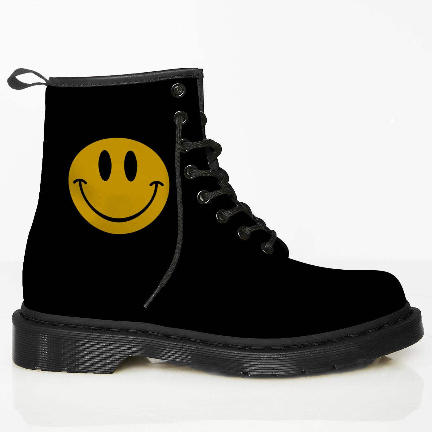 Smiley Emoji Boots: Smiley Face Illustration Combat Boots
