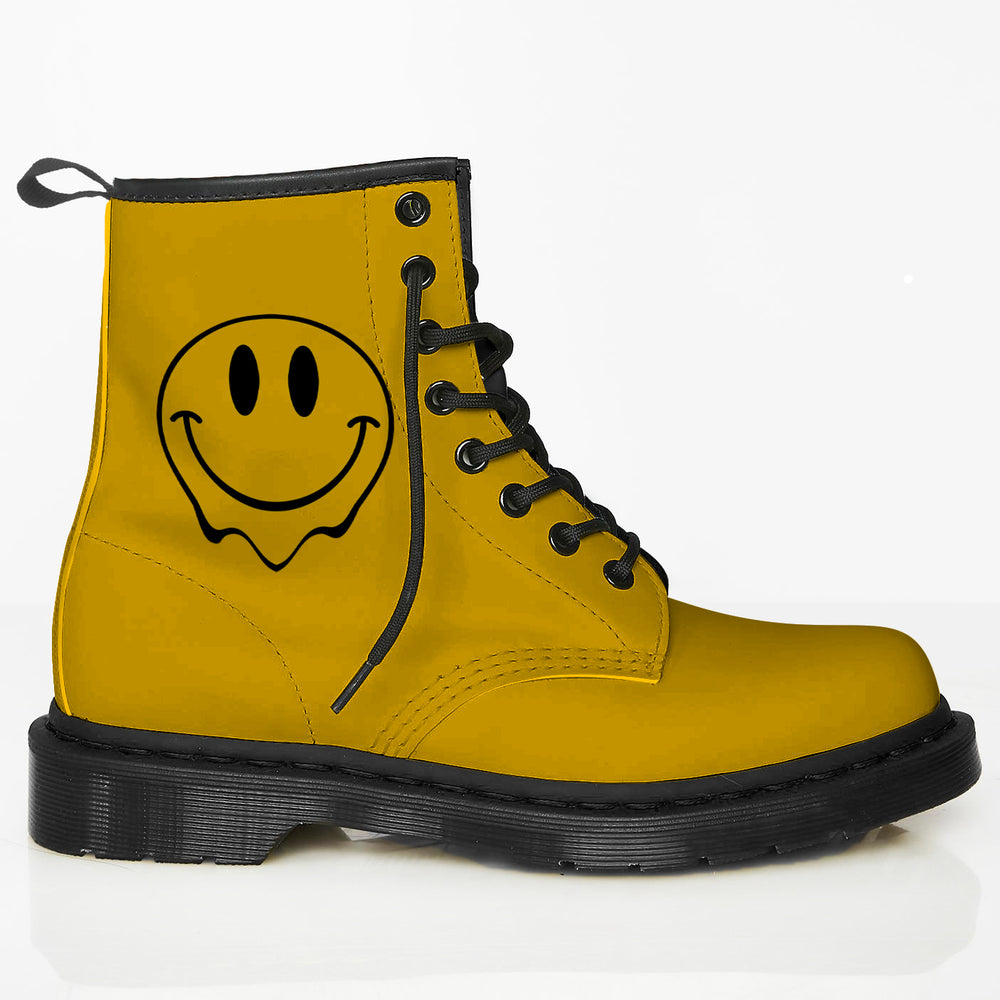 Acid Smiley Boots - Vegan Leather Boots