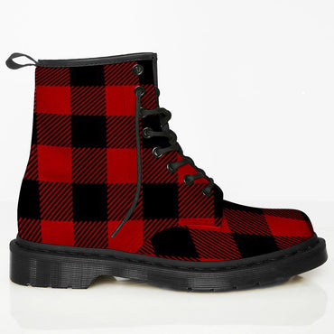plaid leather boots