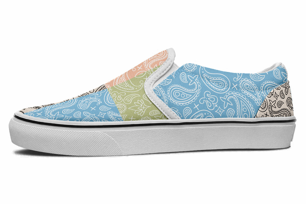 MIXED PASTEL PAISLEY SLIP ONS