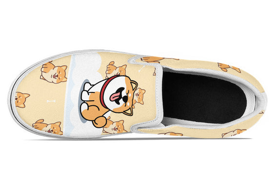 Shiba Inu Doodle Slip Ons