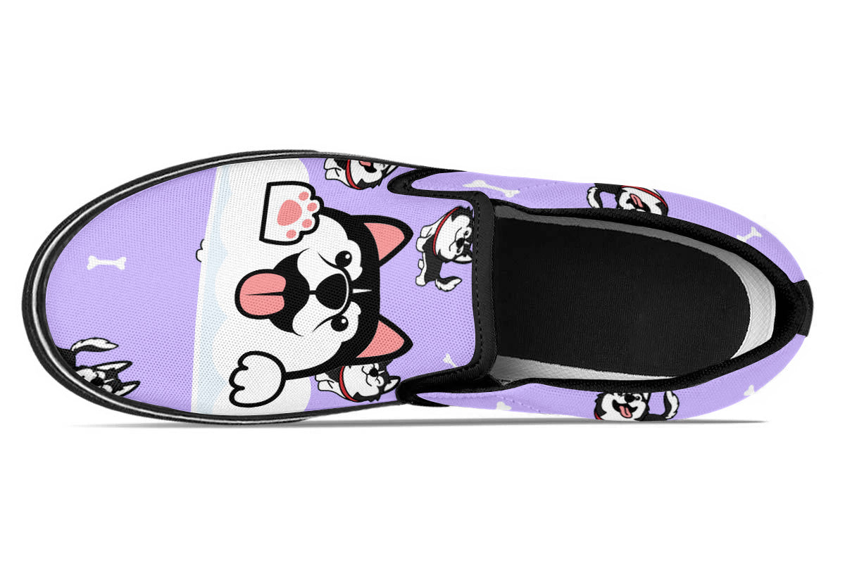 Siberian Husky Doodle Slip Ons