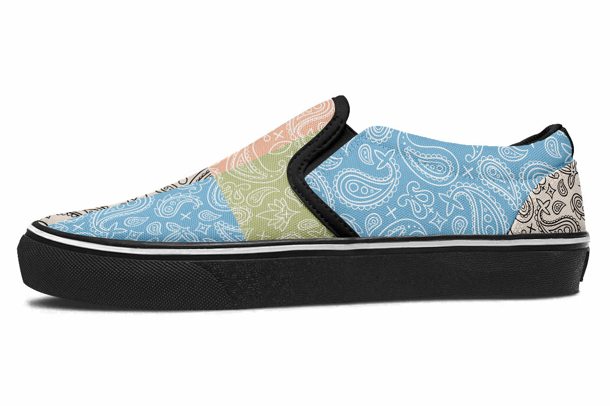 MIXED PASTEL PAISLEY SLIP ONS