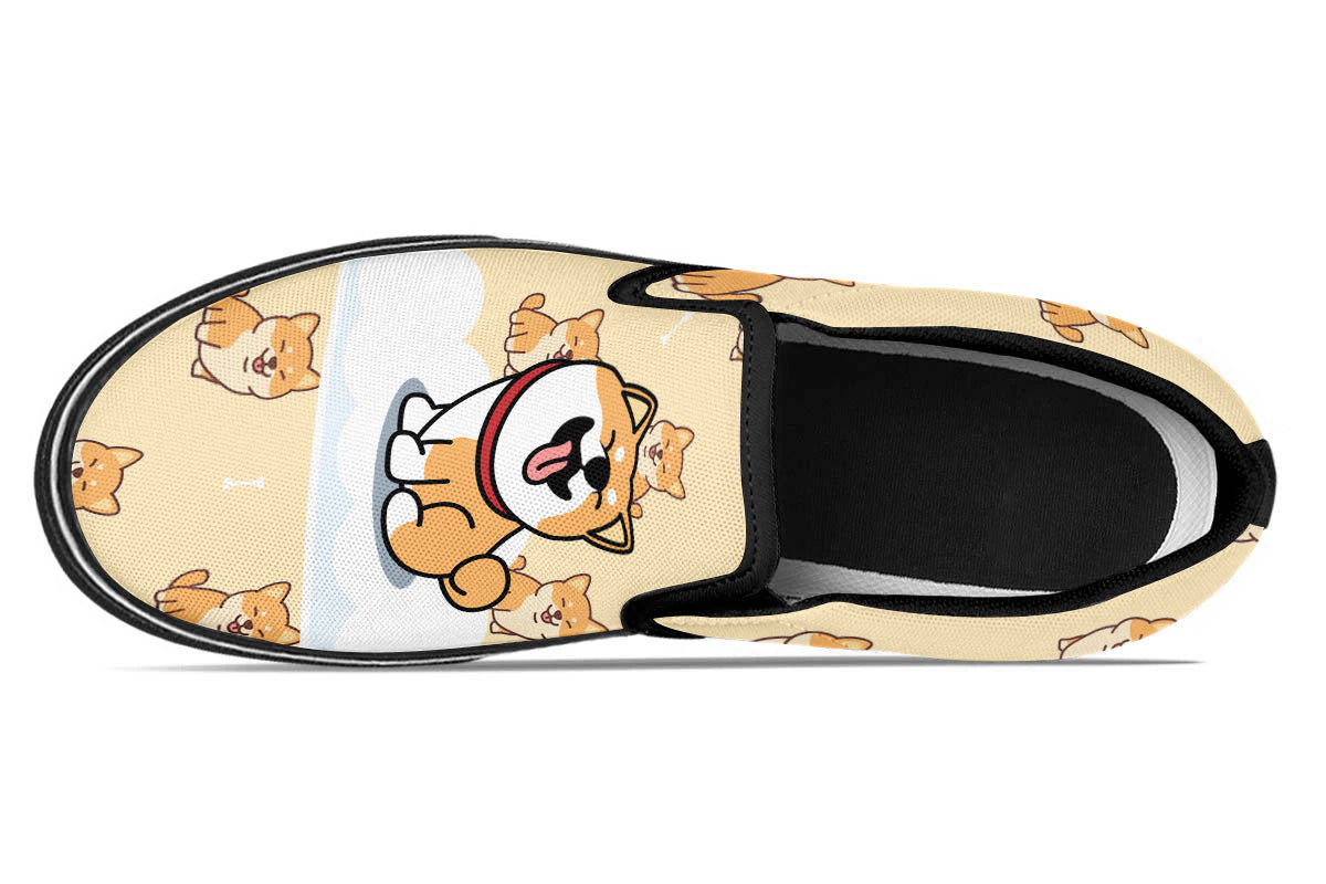 Shiba Inu Doodle Slip Ons