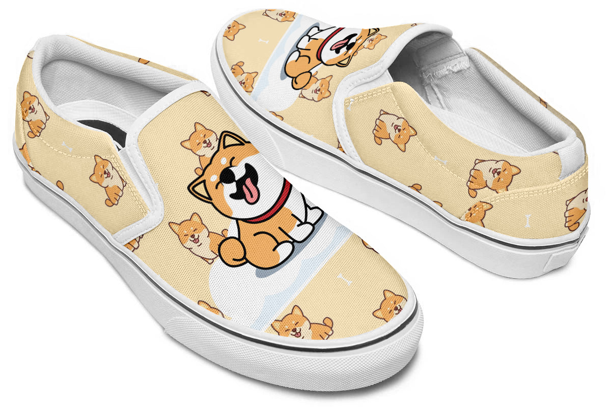 Shiba Inu Doodle Slip Ons