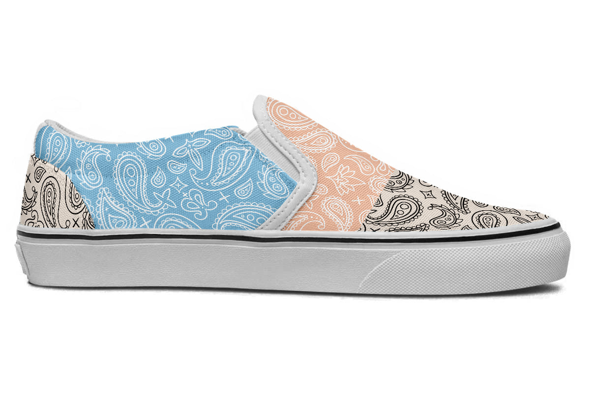 MIXED PASTEL PAISLEY SLIP ONS