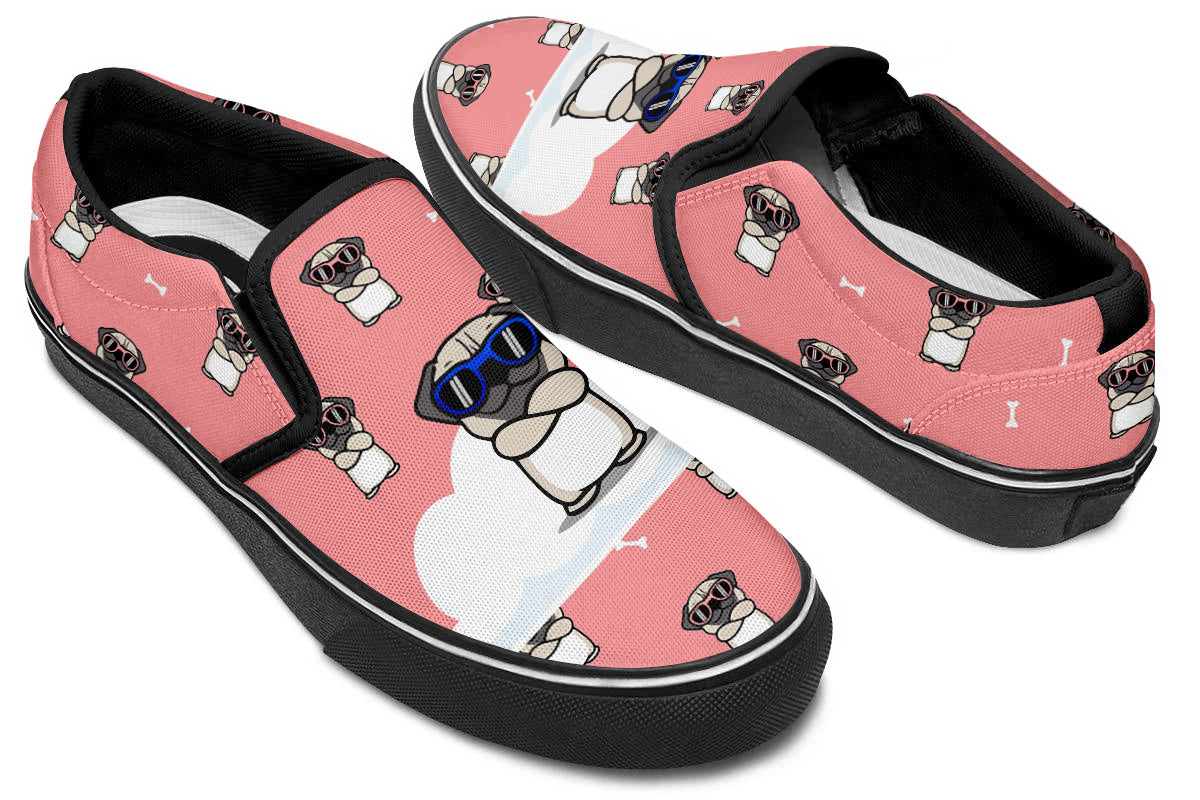 Pug Doodle Slip Ons