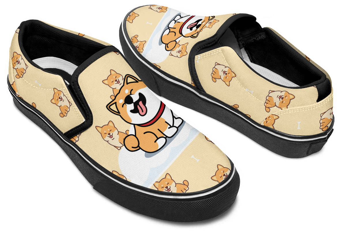 Shiba Inu Doodle Slip Ons
