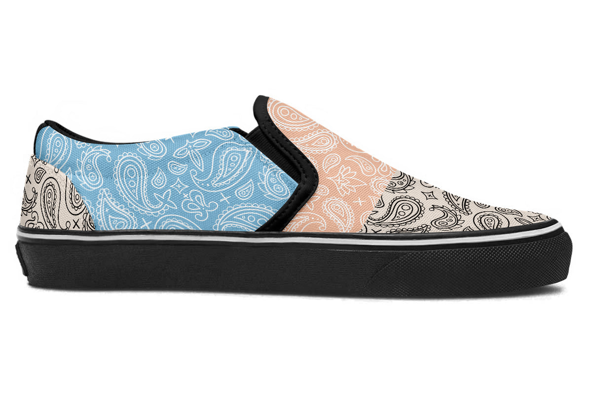 MIXED PASTEL PAISLEY SLIP ONS