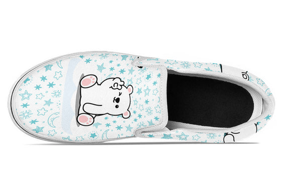 Polar Bear Starry Doodle Slip Ons