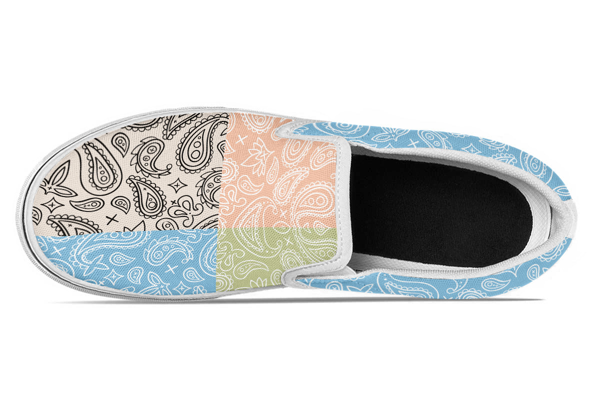 MIXED PASTEL PAISLEY SLIP ONS