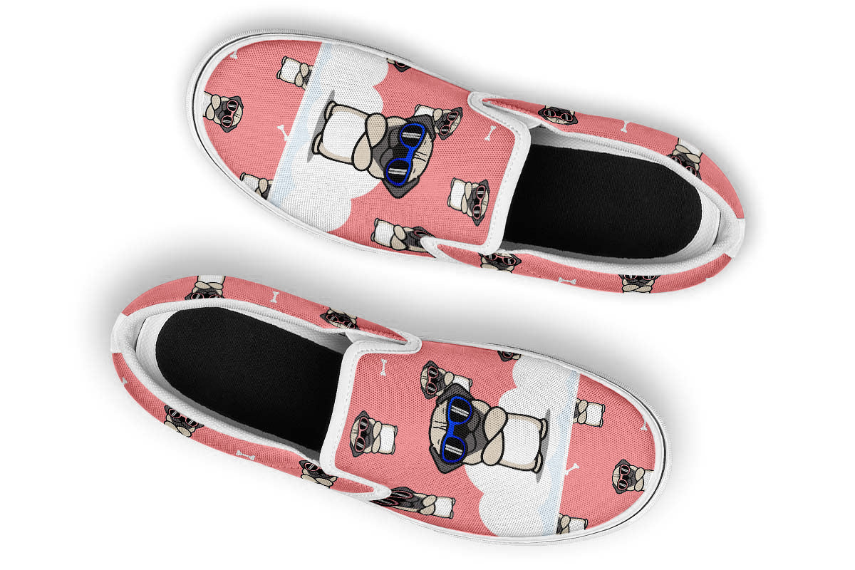 Pug Doodle Slip Ons