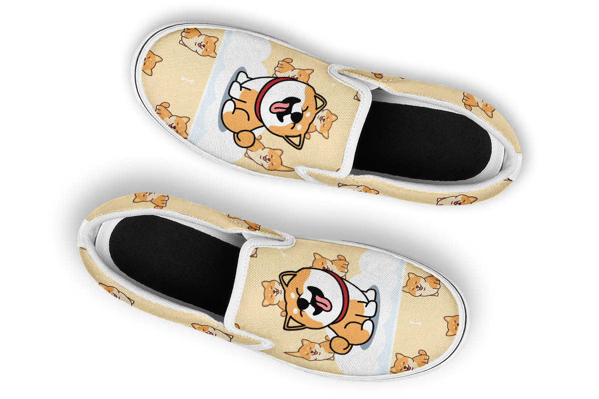Shiba Inu Doodle Slip Ons