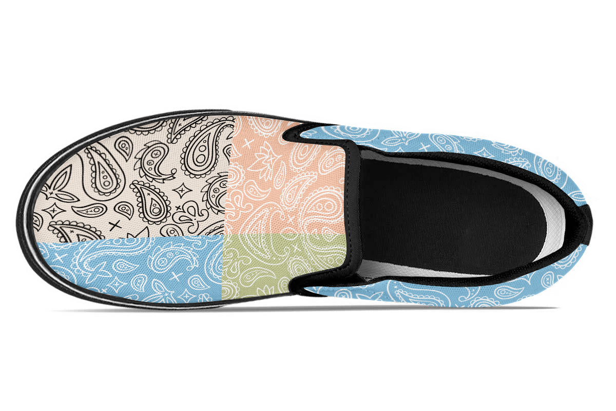 MIXED PASTEL PAISLEY SLIP ONS
