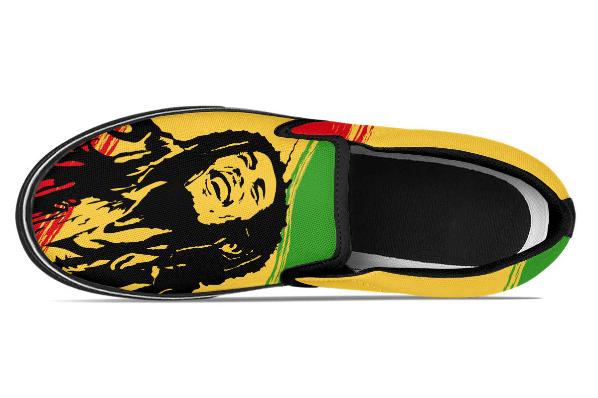 Bob Marley Slip On Shoes - Designer Casual Flat Slip On Sneakers