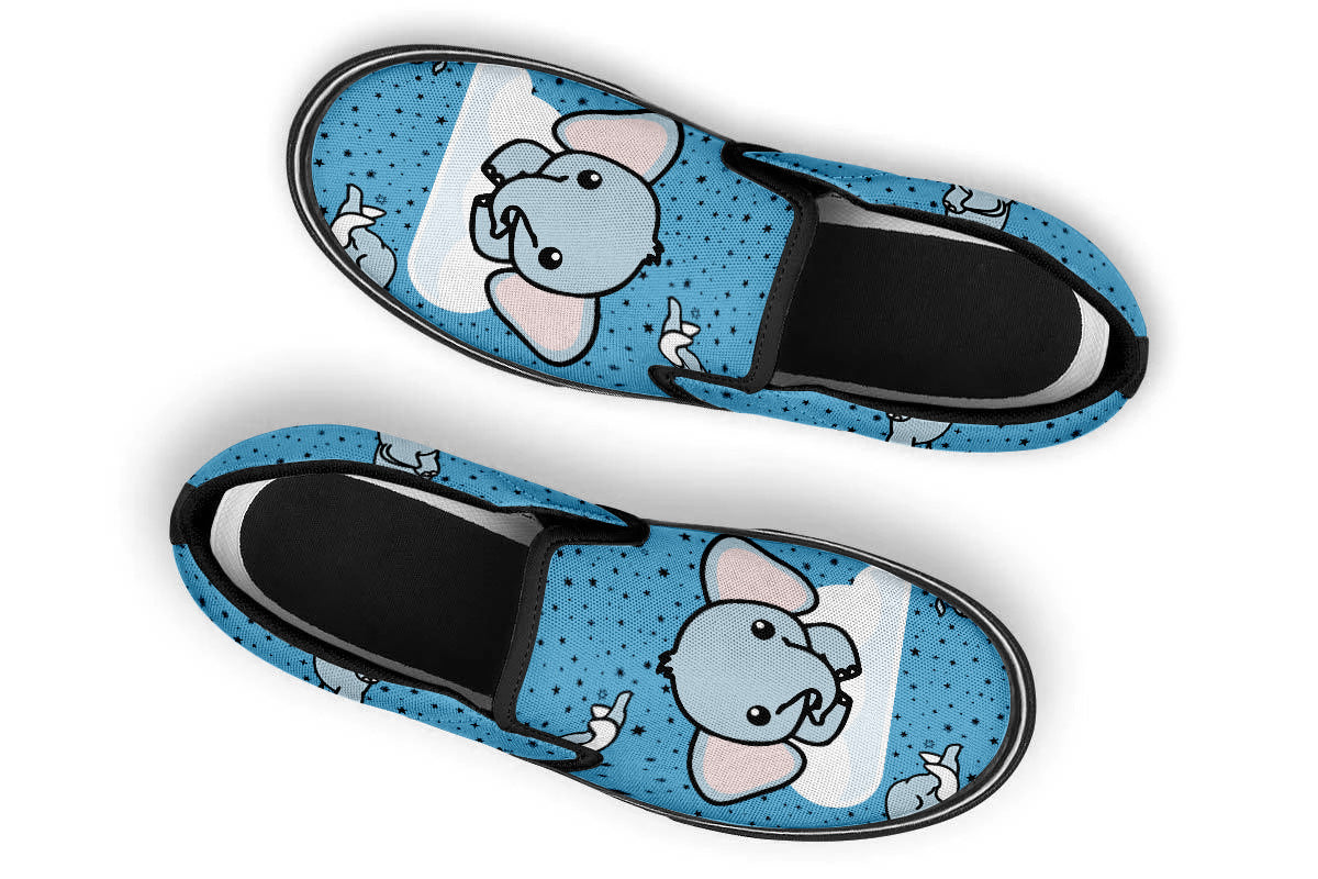 Elephant Doodle Slip Ons