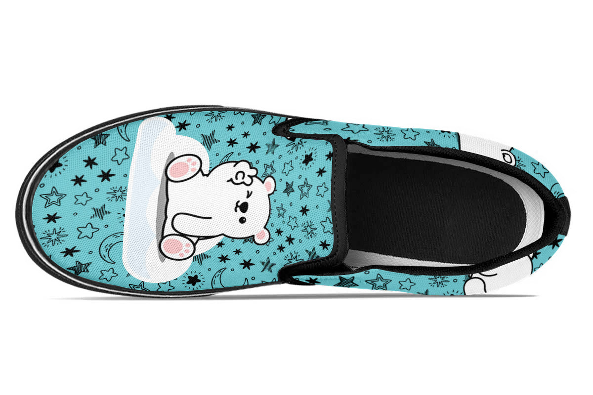 Polar Bear Starry Doodle Slip Ons