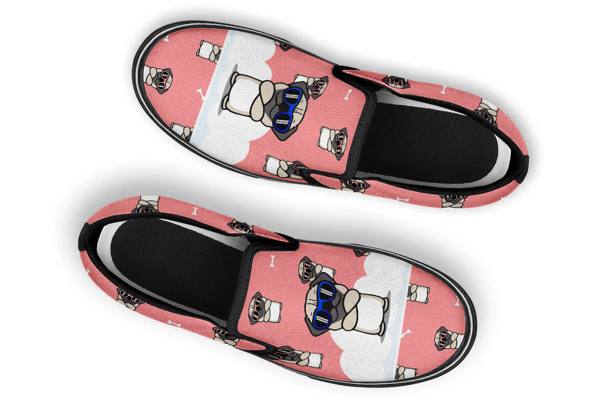 Pug Doodle Slip Ons