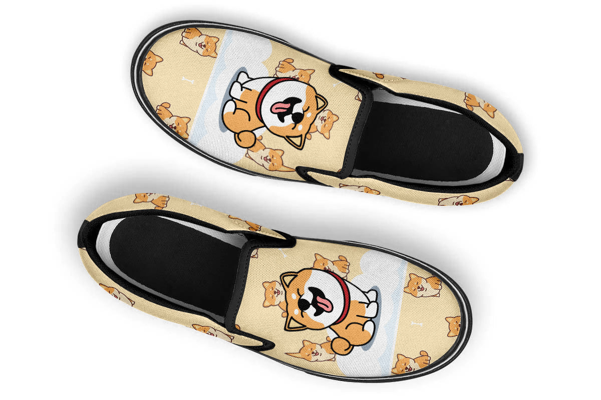 Shiba Inu Doodle Slip Ons