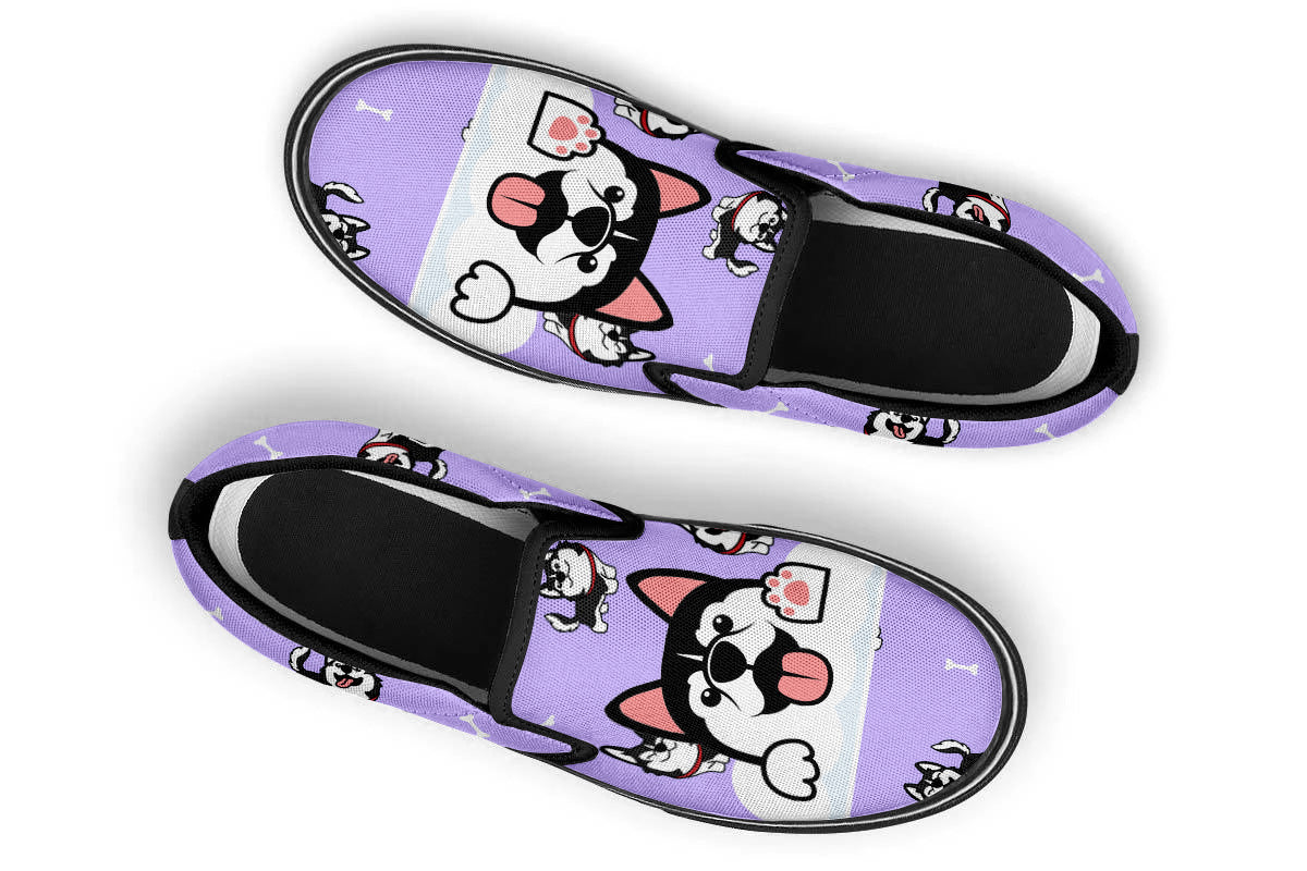 Siberian Husky Doodle Slip Ons
