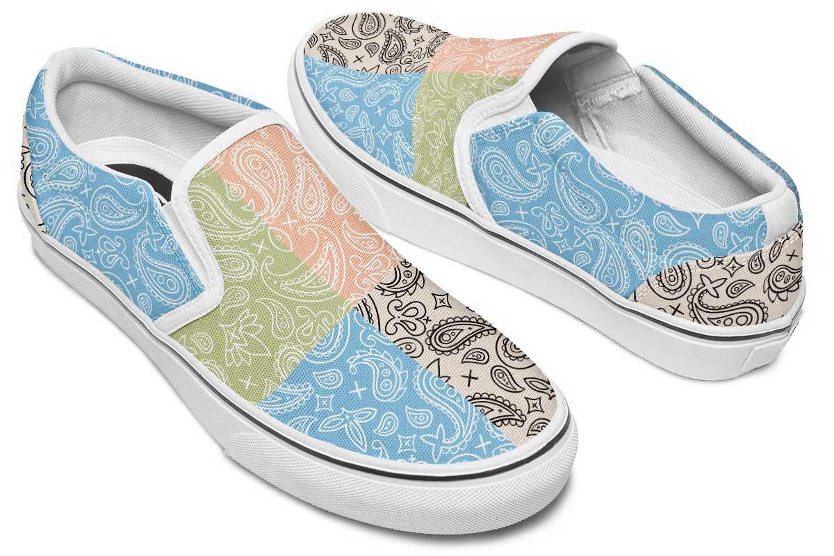 MIXED PASTEL PAISLEY SLIP ONS