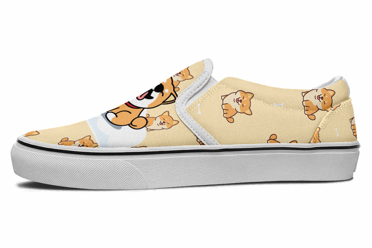 Shiba Inu Doodle Slip Ons