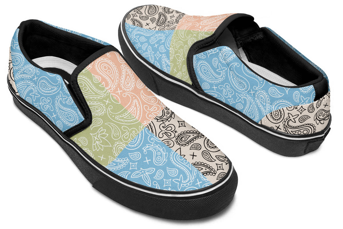 MIXED PASTEL PAISLEY SLIP ONS
