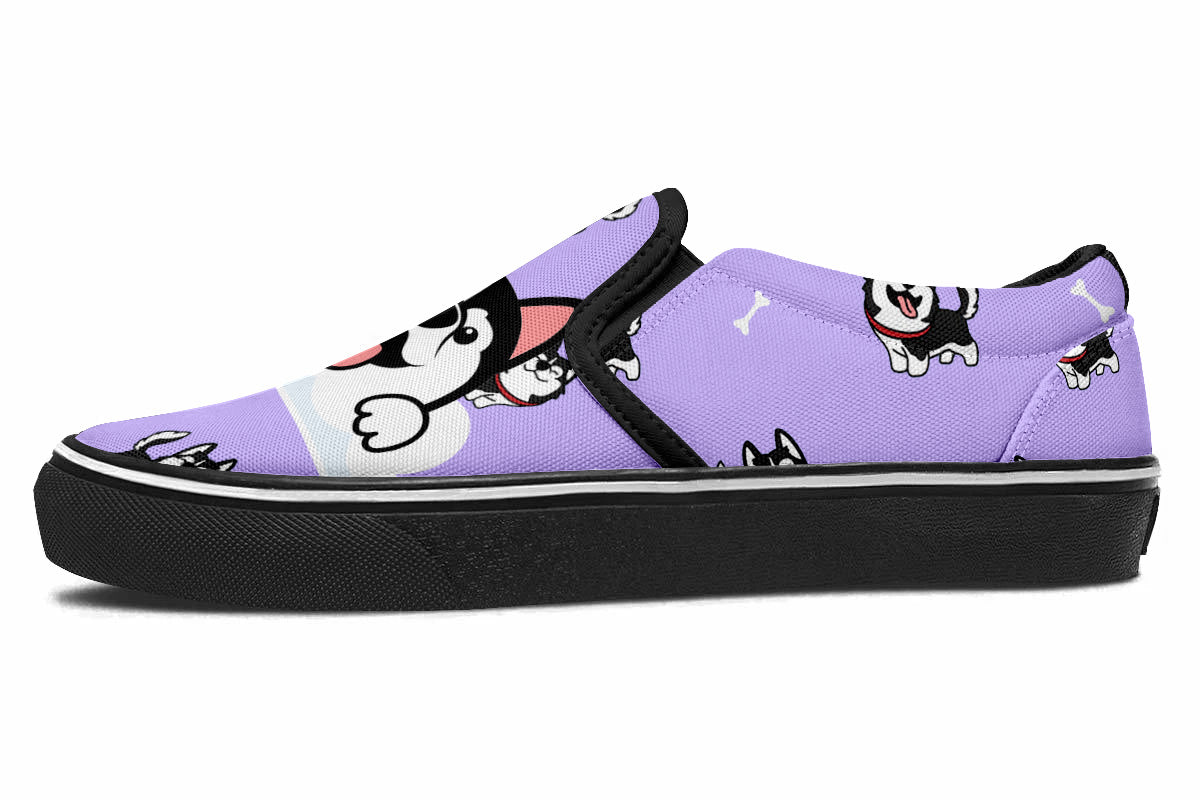 Siberian Husky Doodle Slip Ons