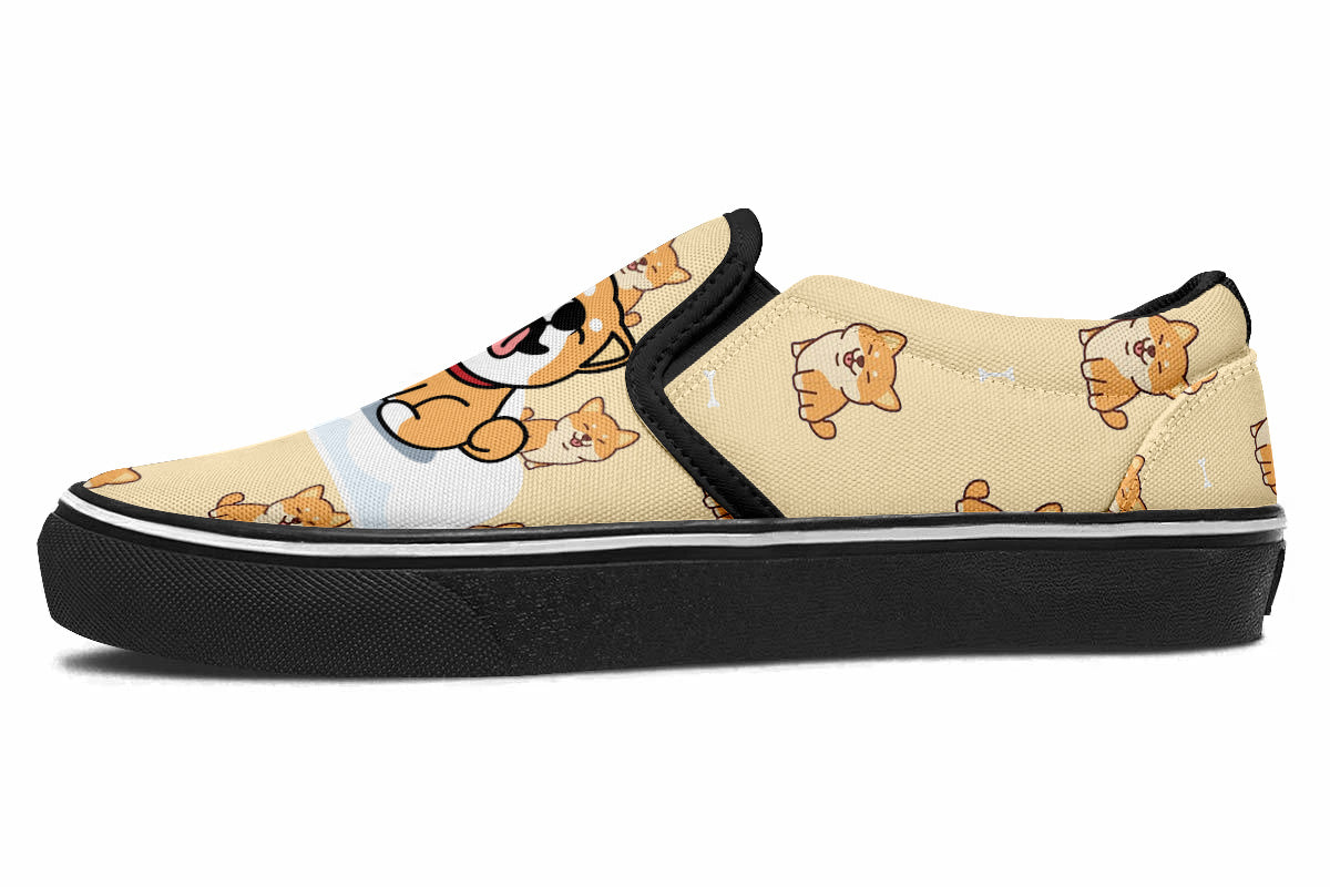 Shiba Inu Doodle Slip Ons