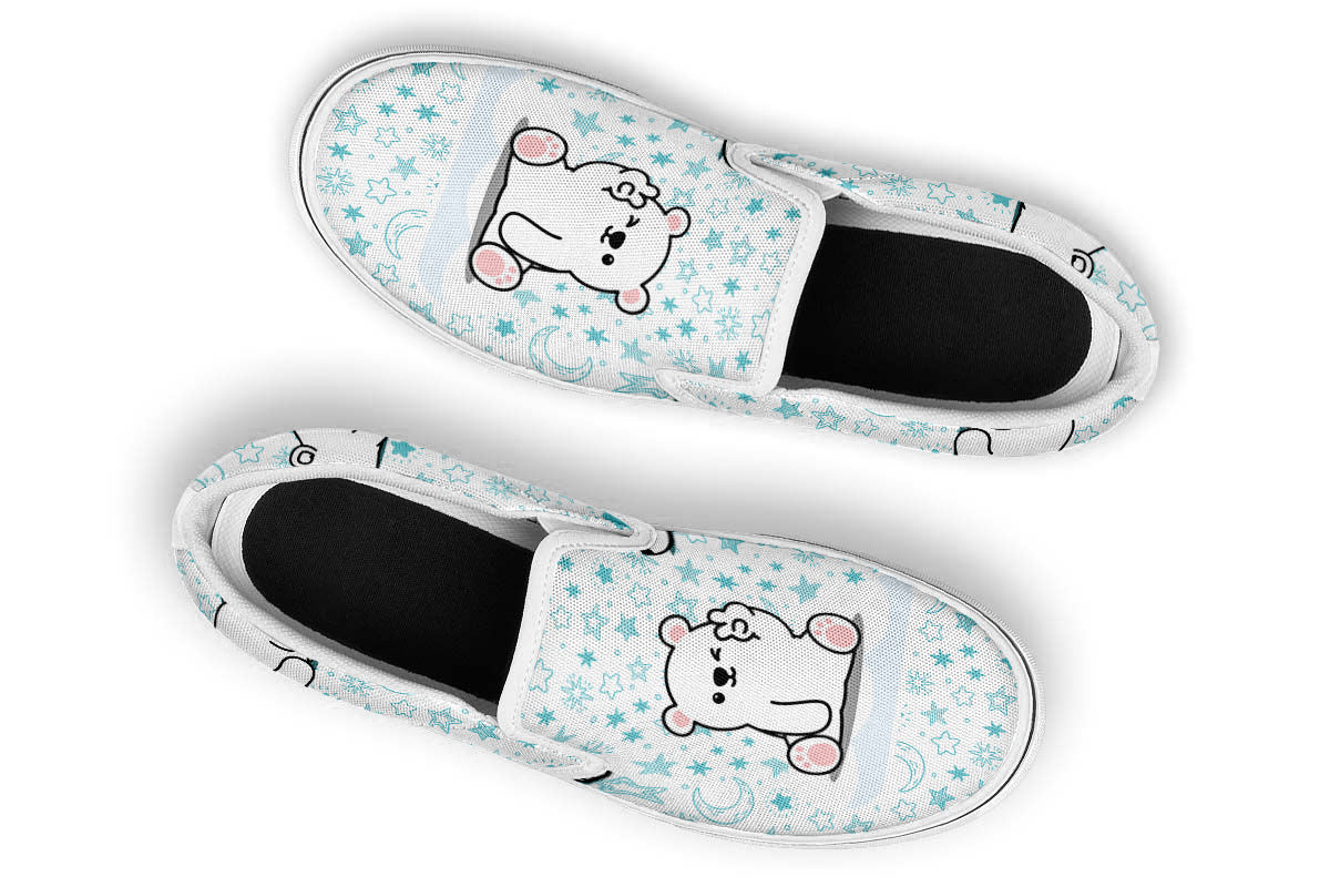 Polar Bear Starry Doodle Slip Ons