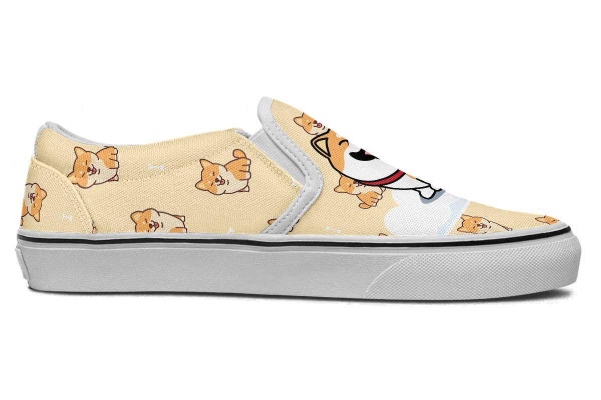Shiba Inu Doodle Slip Ons