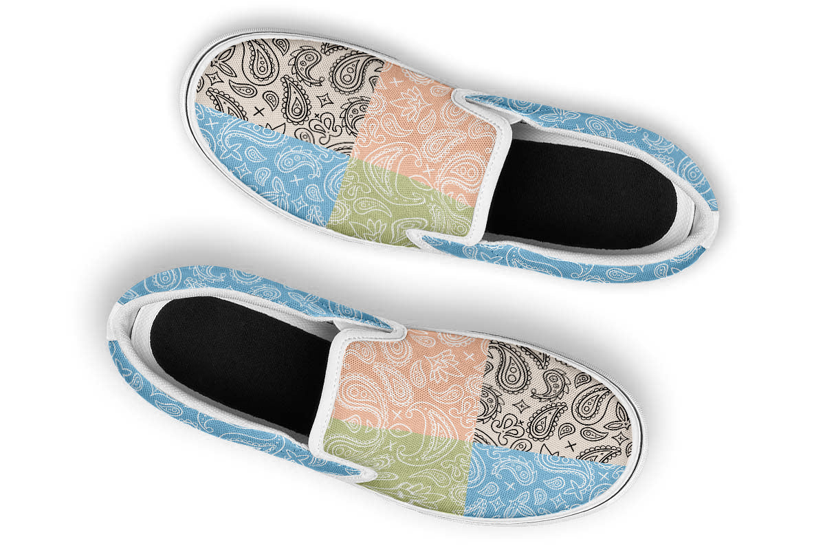 MIXED PASTEL PAISLEY SLIP ONS