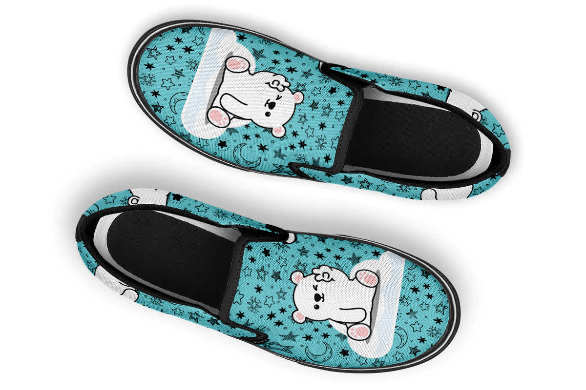 Polar Bear Starry Doodle Slip Ons