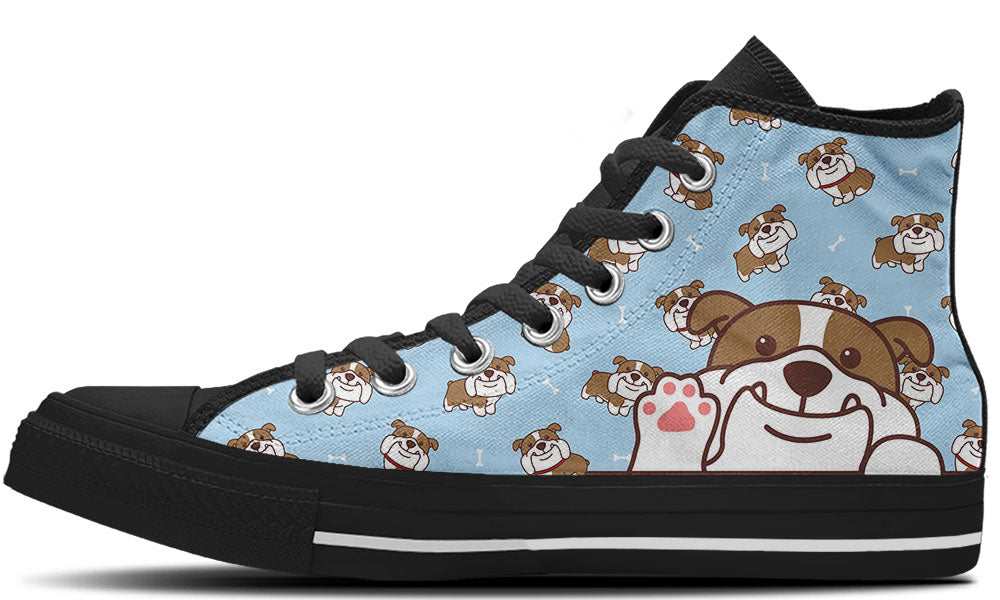 English Bulldog Doodle High Tops