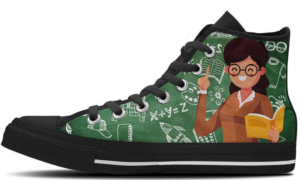 Teacher Sneakers: School Pattern High Top Sneakers