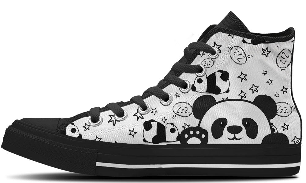 Custom Kiks Lazy Panda Doodle High-Top Shoes – Cute & Comfy Sneakers