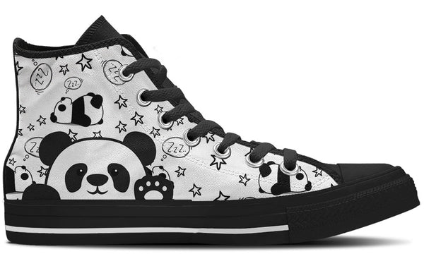 Panda Sneakers: Panda Doodle Illustration High Top Sneakers
