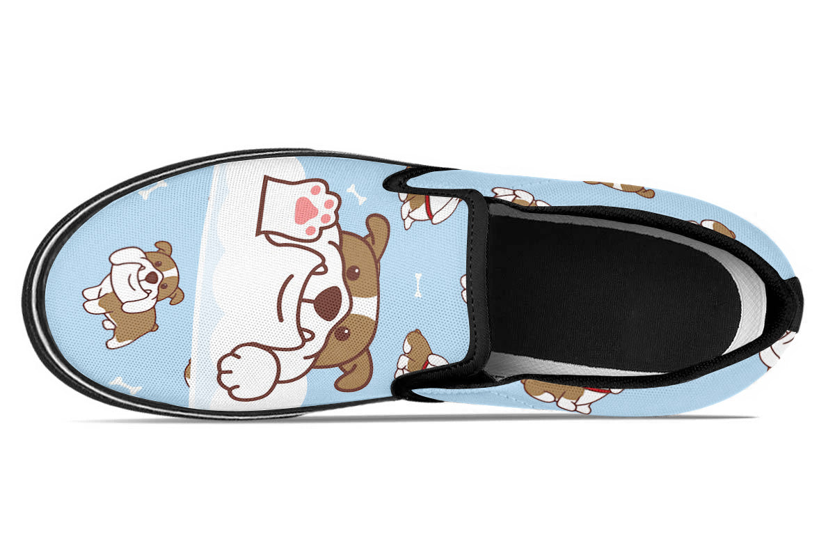English Bulldog Doodle Slip Ons
