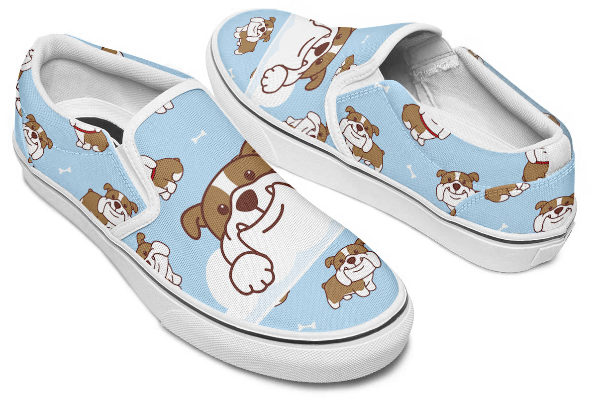 English Bulldog Doodle Slip Ons