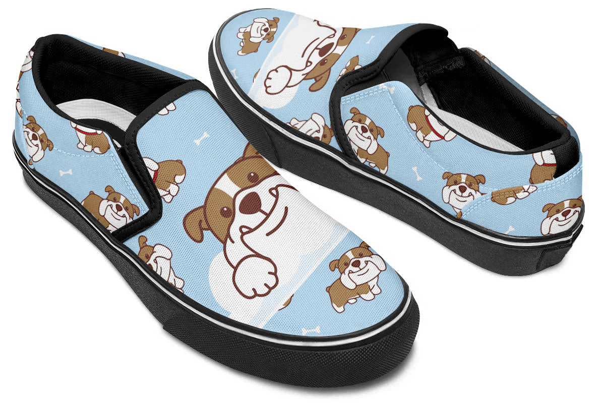 English Bulldog Doodle Slip Ons
