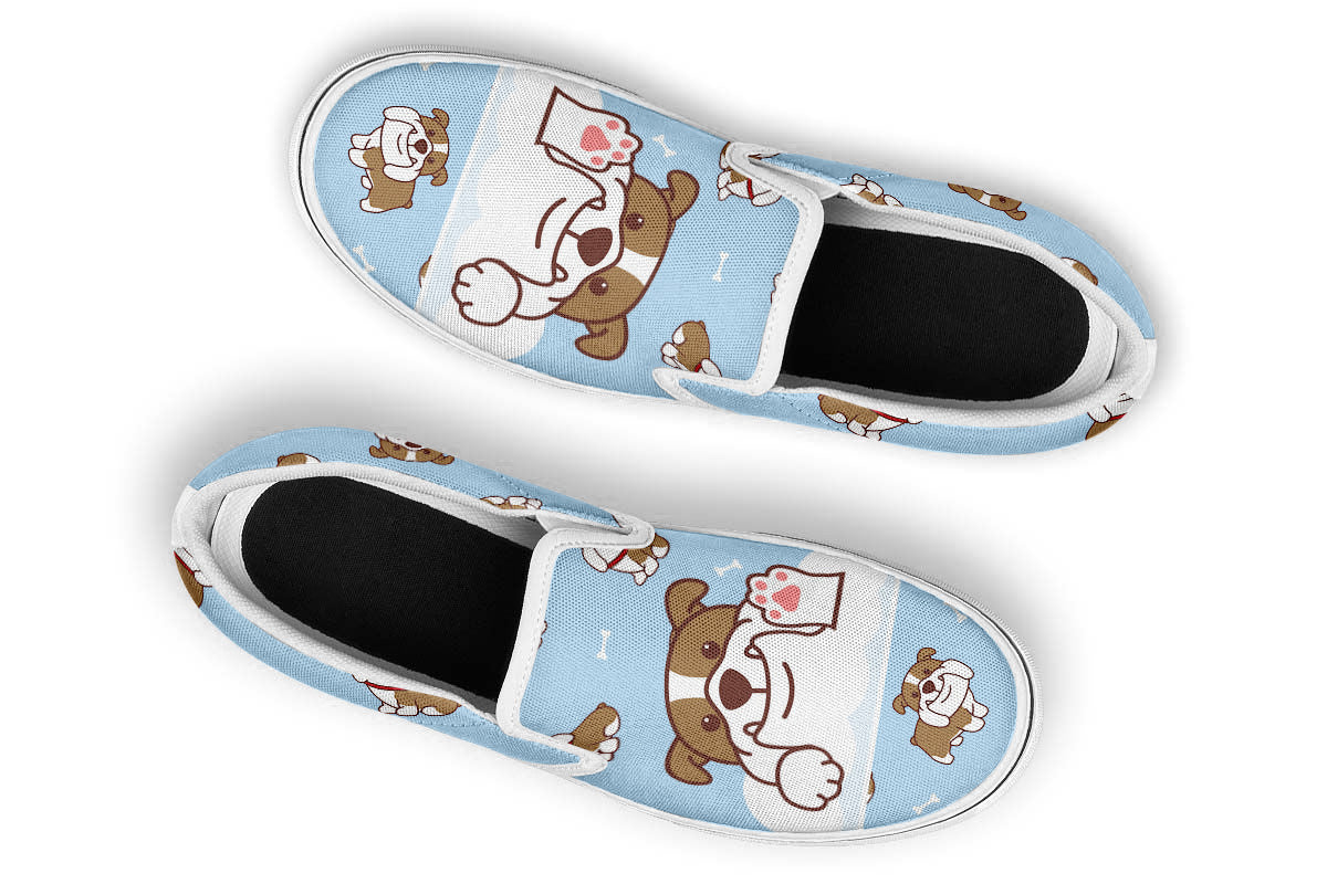 English Bulldog Doodle Slip Ons