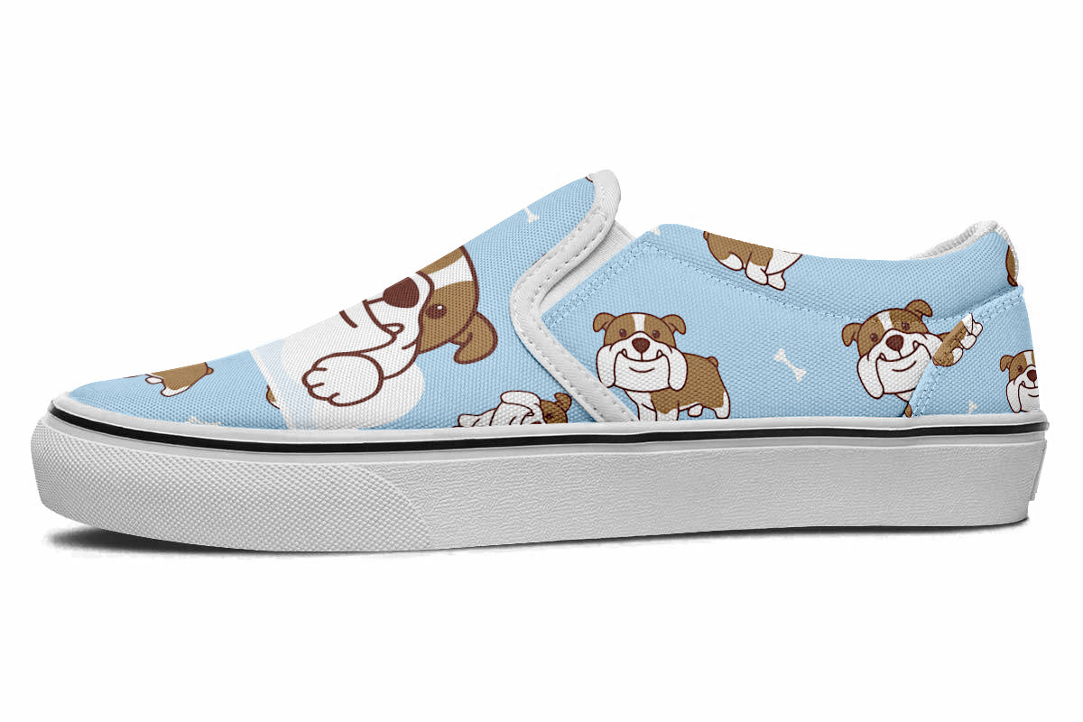 English Bulldog Doodle Slip Ons