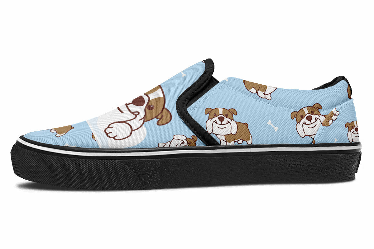 English Bulldog Doodle Slip Ons