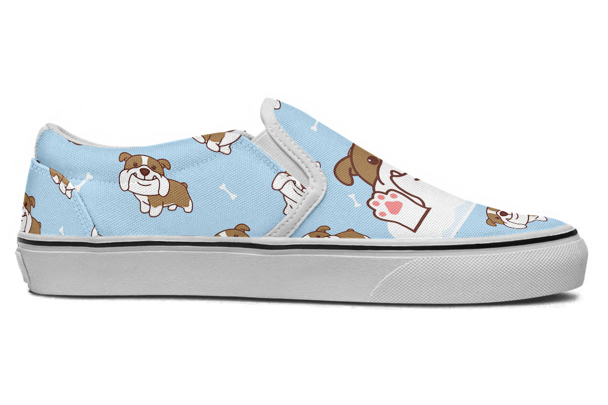 English Bulldog Doodle Slip Ons
