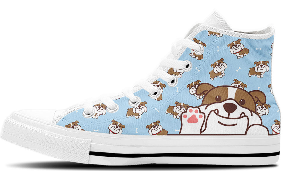 English Bulldog Doodle High Tops