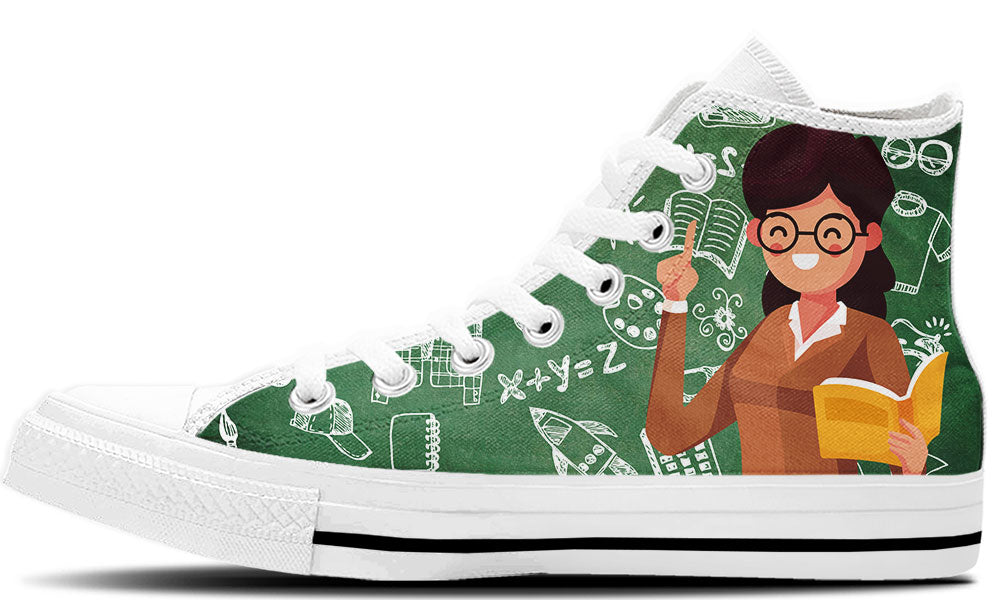 Teacher Sneakers: School Pattern High Top Sneakers