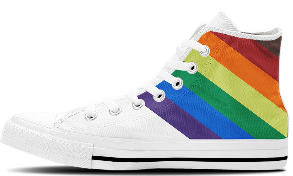 Rainbow Band High Top Shoes Custom Canvas Shoes
