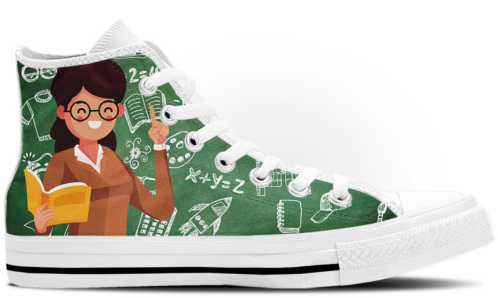 Teacher Sneakers: School Pattern High Top Sneakers